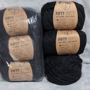 Lion Brand Fifty Fifty Yarn - Black